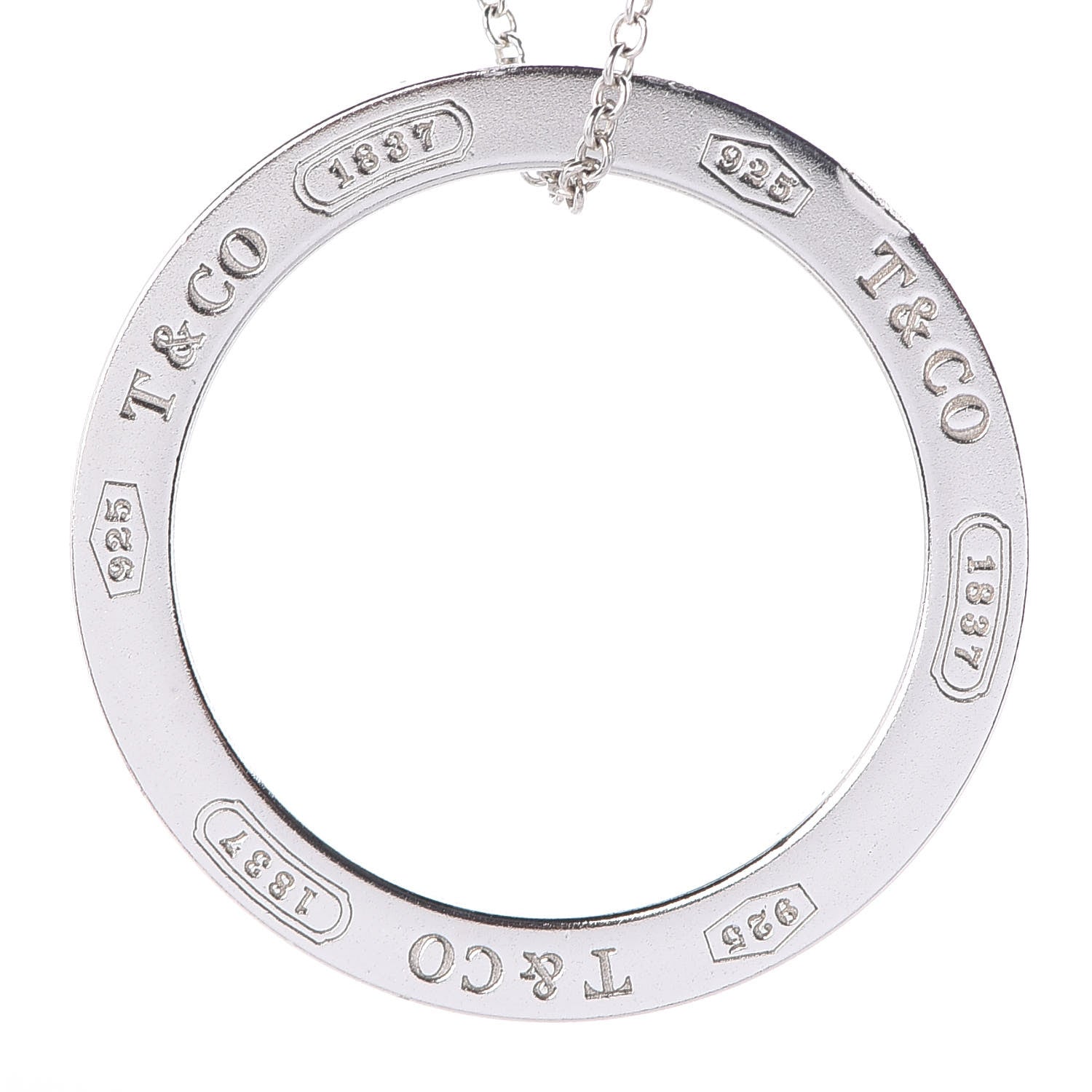 Tiffany Sterling Silver 1837 Circle Pendant Necklace 5 of 7