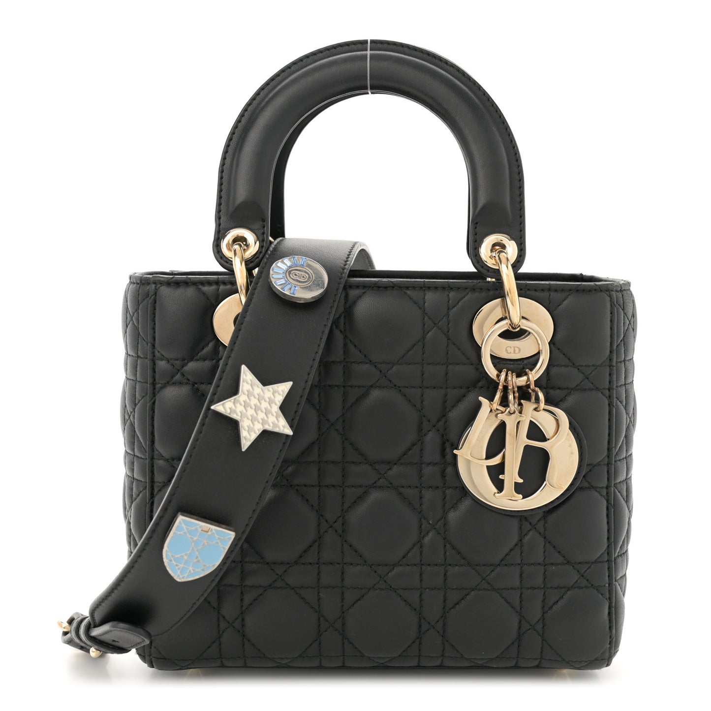 Lambskin Cannage Small Lucky Badges My Lady Dior Black