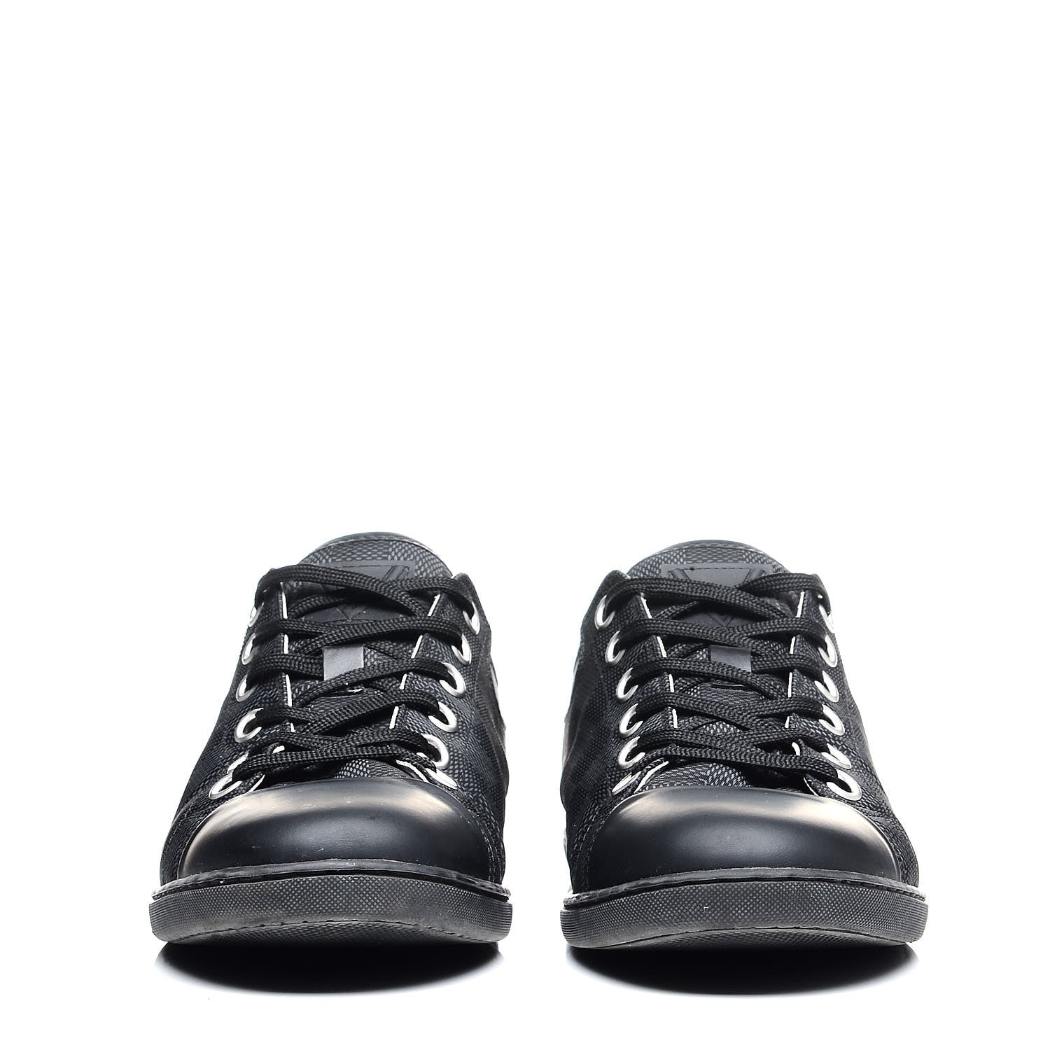 Louis Vuitton Lambskin Damier Graphite Baseball Sneakers 6 Black 2 of 8