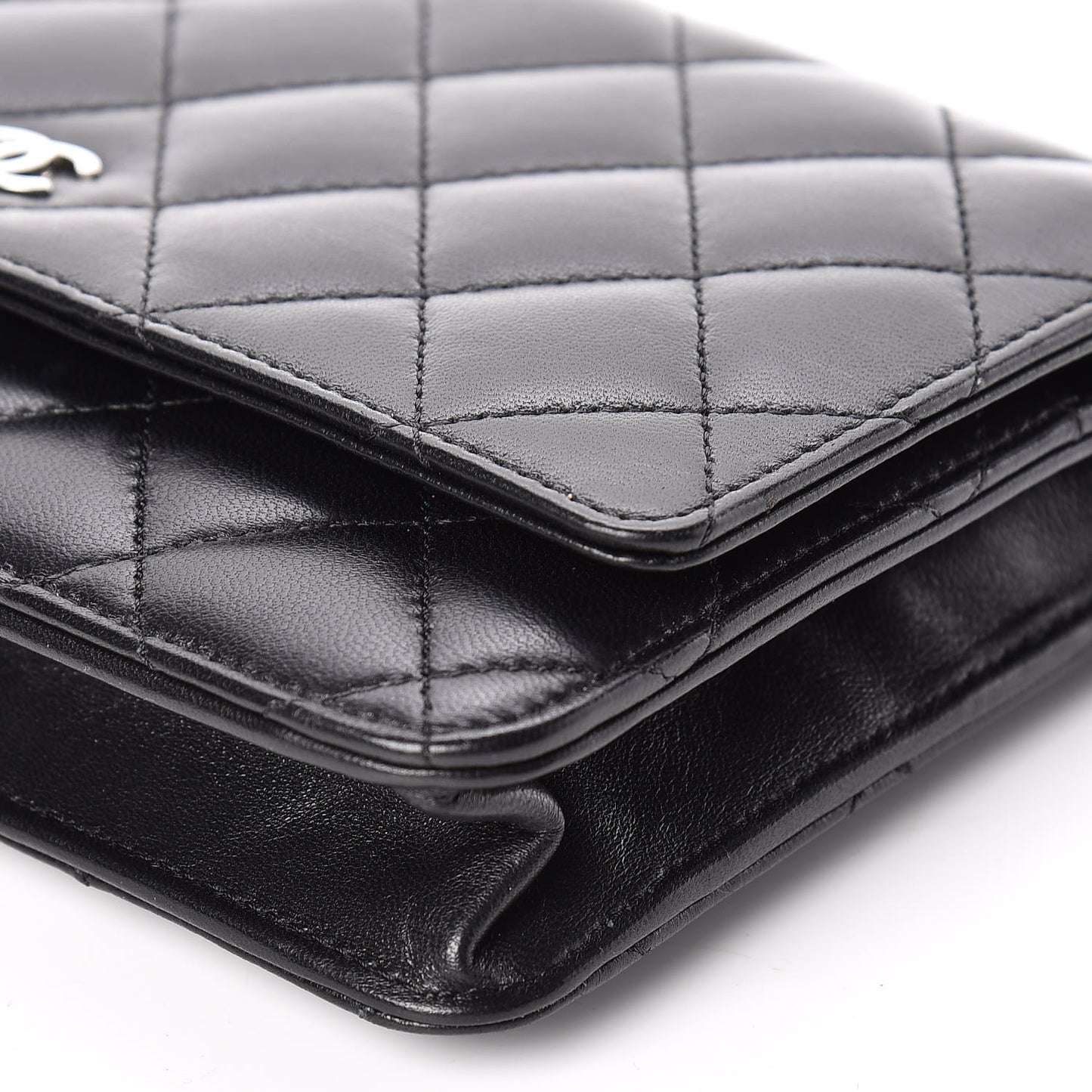 Lambskin Quilted Wallet On Chain WOC Black