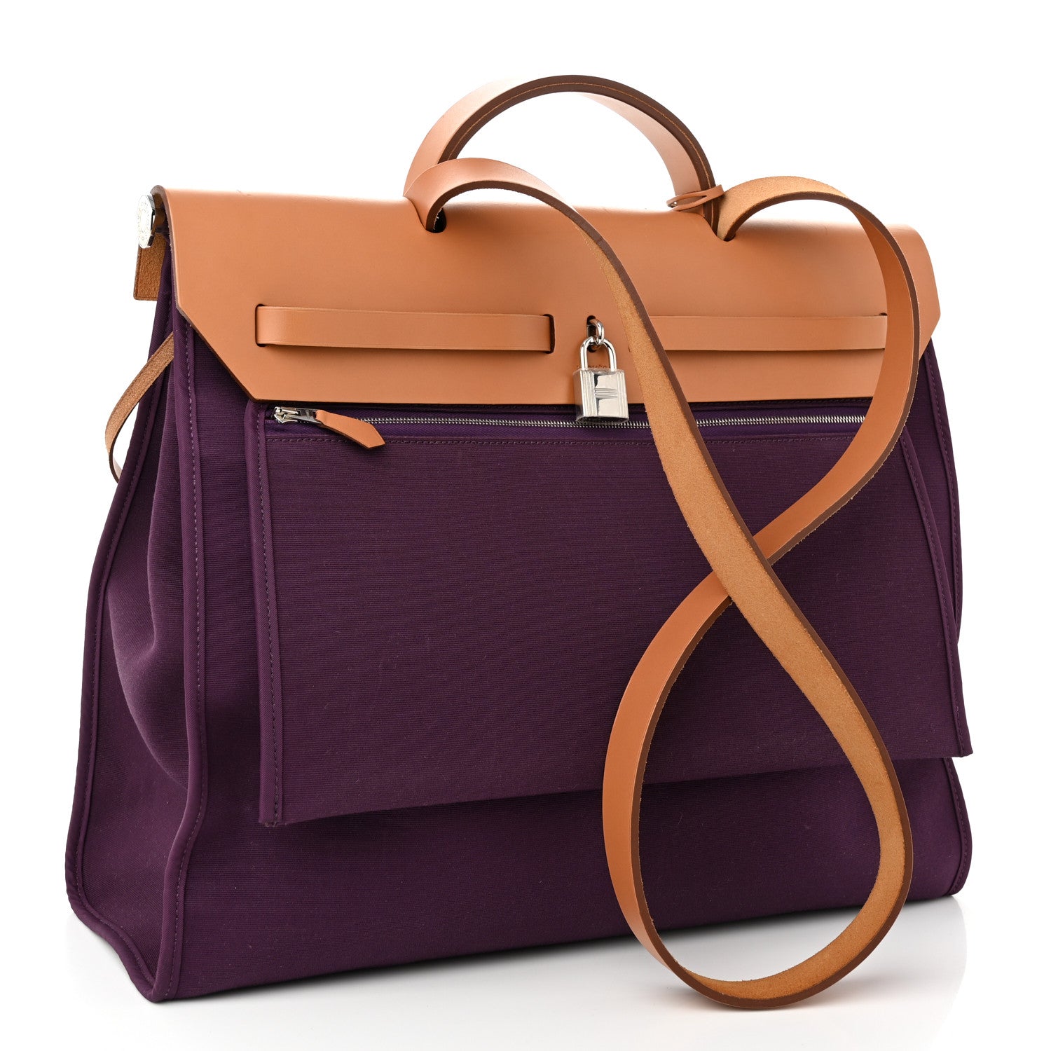 Hermes Toile Vache Hunter Herbag Zip 39 MM Cassis Fauve 4 of 15