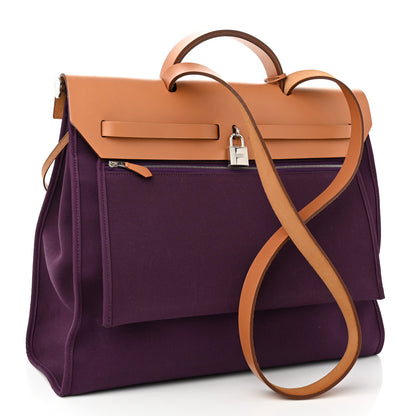 Hermes Toile Vache Hunter Herbag Zip 39 MM Cassis Fauve 4 of 15