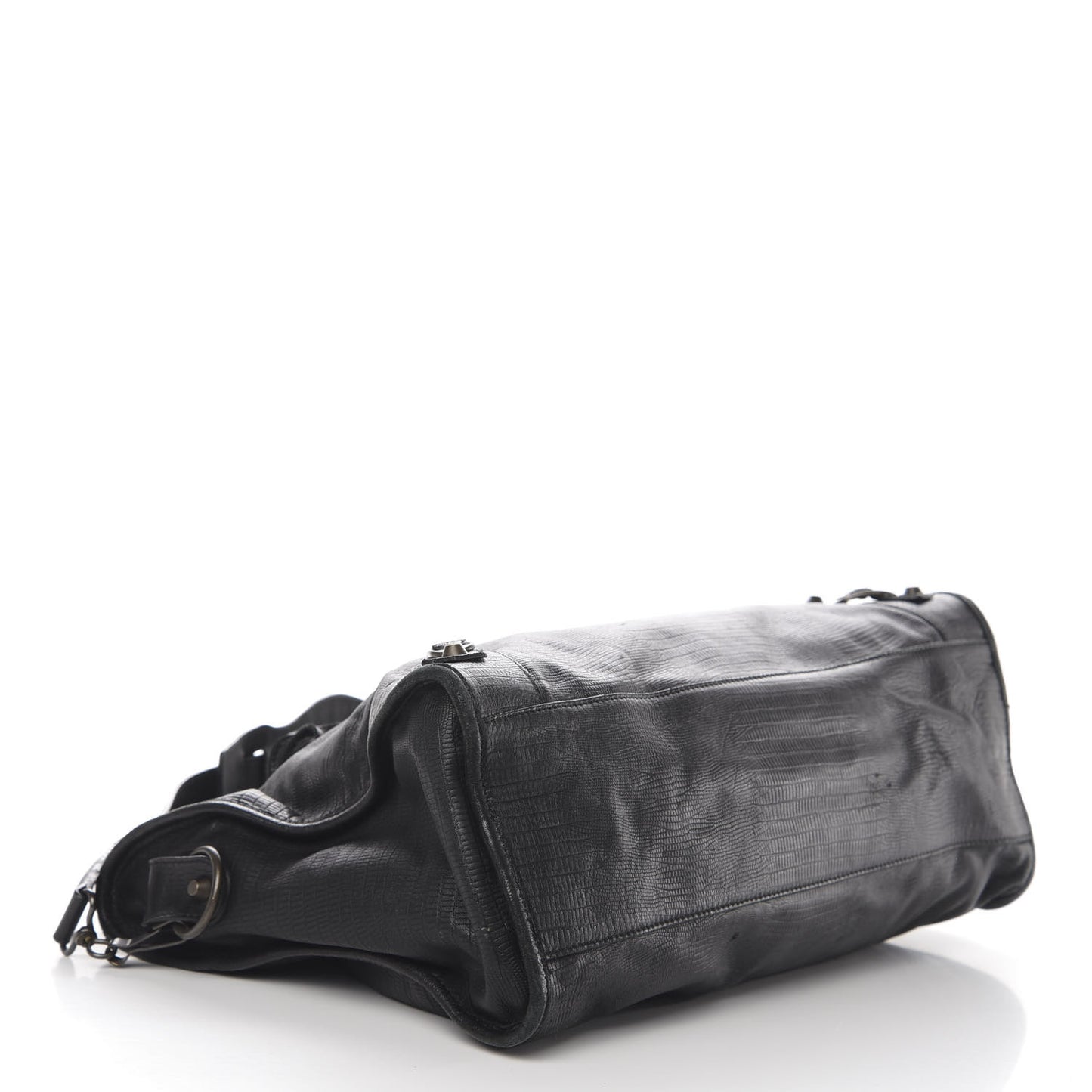 Agneau Lizard Embossed Classic Hardware City Black