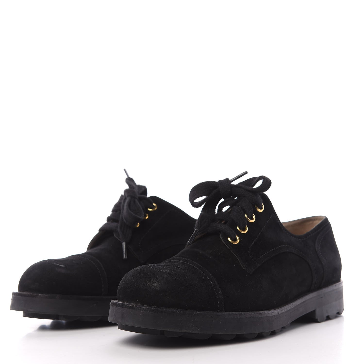 Chanel Suede CC Lace Up Oxford 39.5 Black 3 of 10