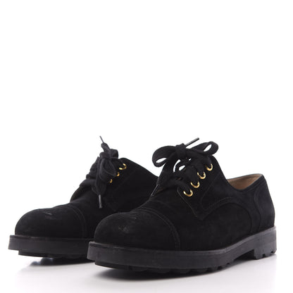 Chanel Suede CC Lace Up Oxford 39.5 Black 3 of 10