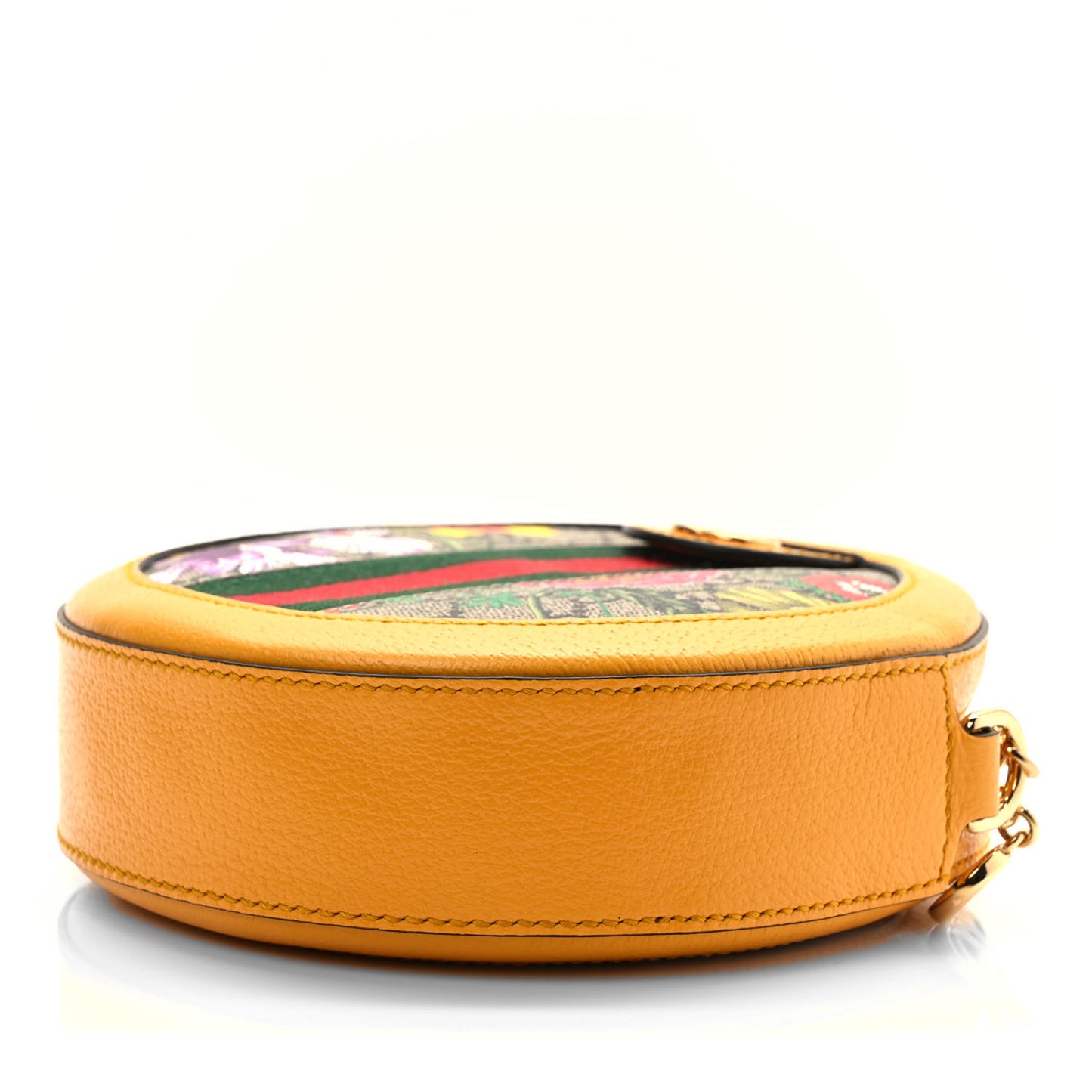 GG Supreme Monogram Flora Web Mini Ophidia Round Shoulder Bag Beige Multicolor Crop