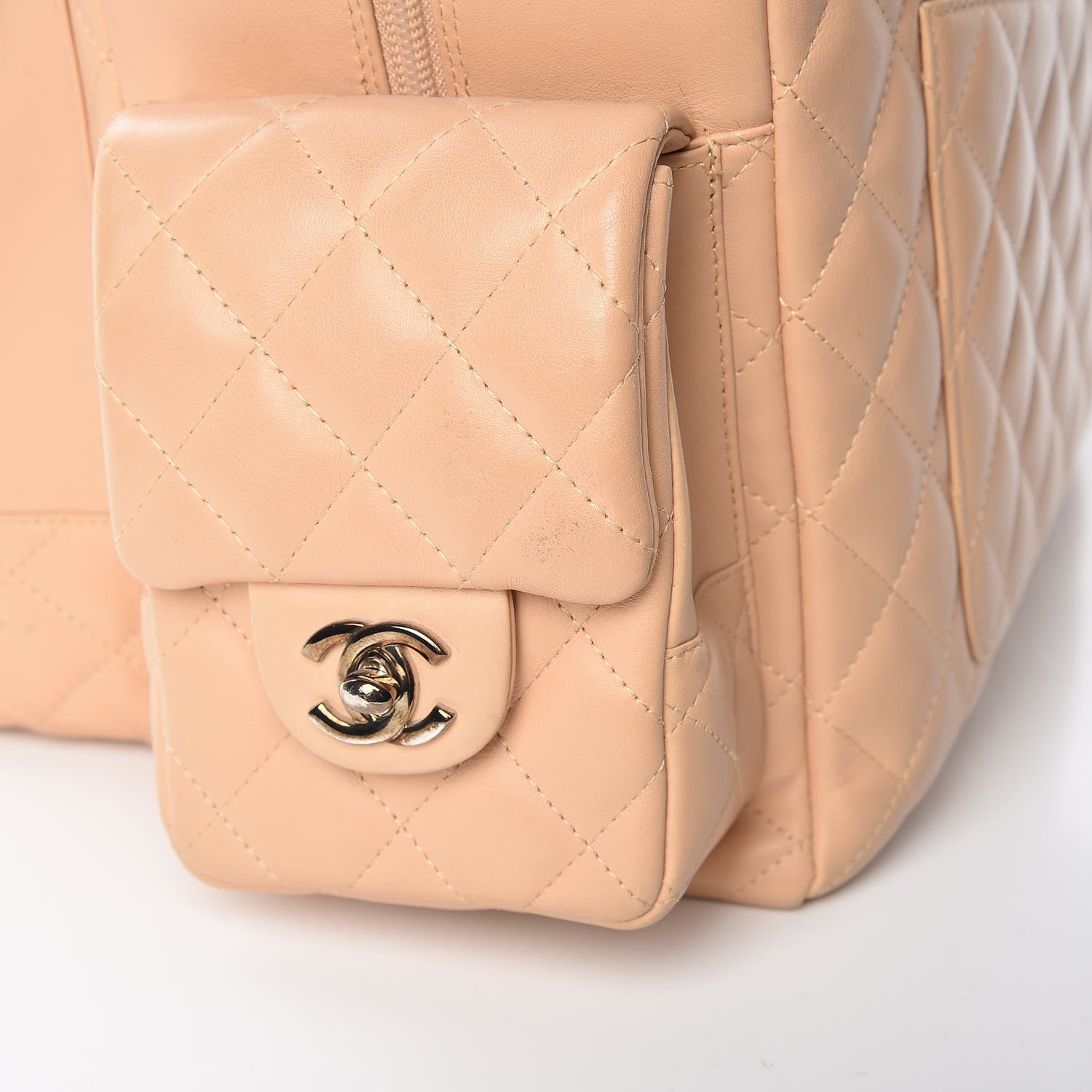 Chanel Calfskin Quilted Large Cambon Multipocket Reporter Beige Black 8 of 16