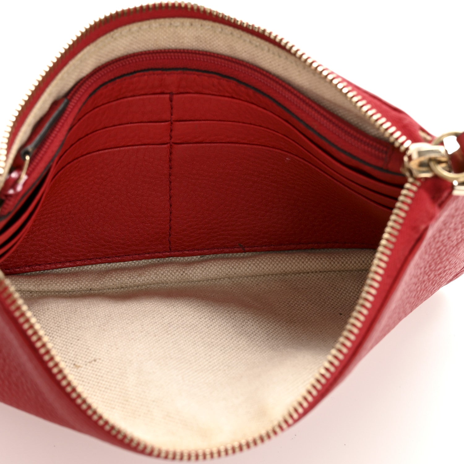 Gucci Pebbled Calfskin Soho Wristlet Vibrant Red 5 of 10