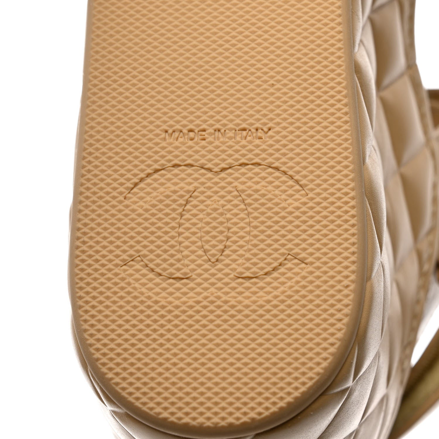 Chanel Shiny Calfskin Logo Platform Sandals 35 Beige 8 of 11