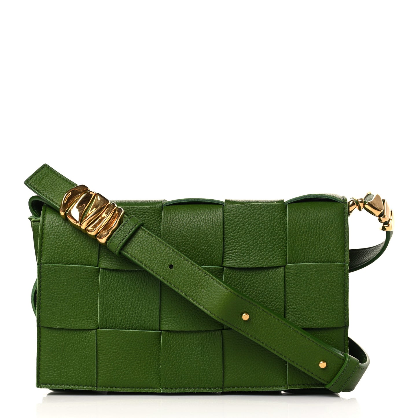Grained Calfskin Maxi Intrecciato Cassette Crossbody Bag Avocado