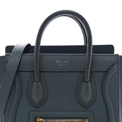 Celine Drummed Calfskin Nano Luggage Petrol 8 of 11