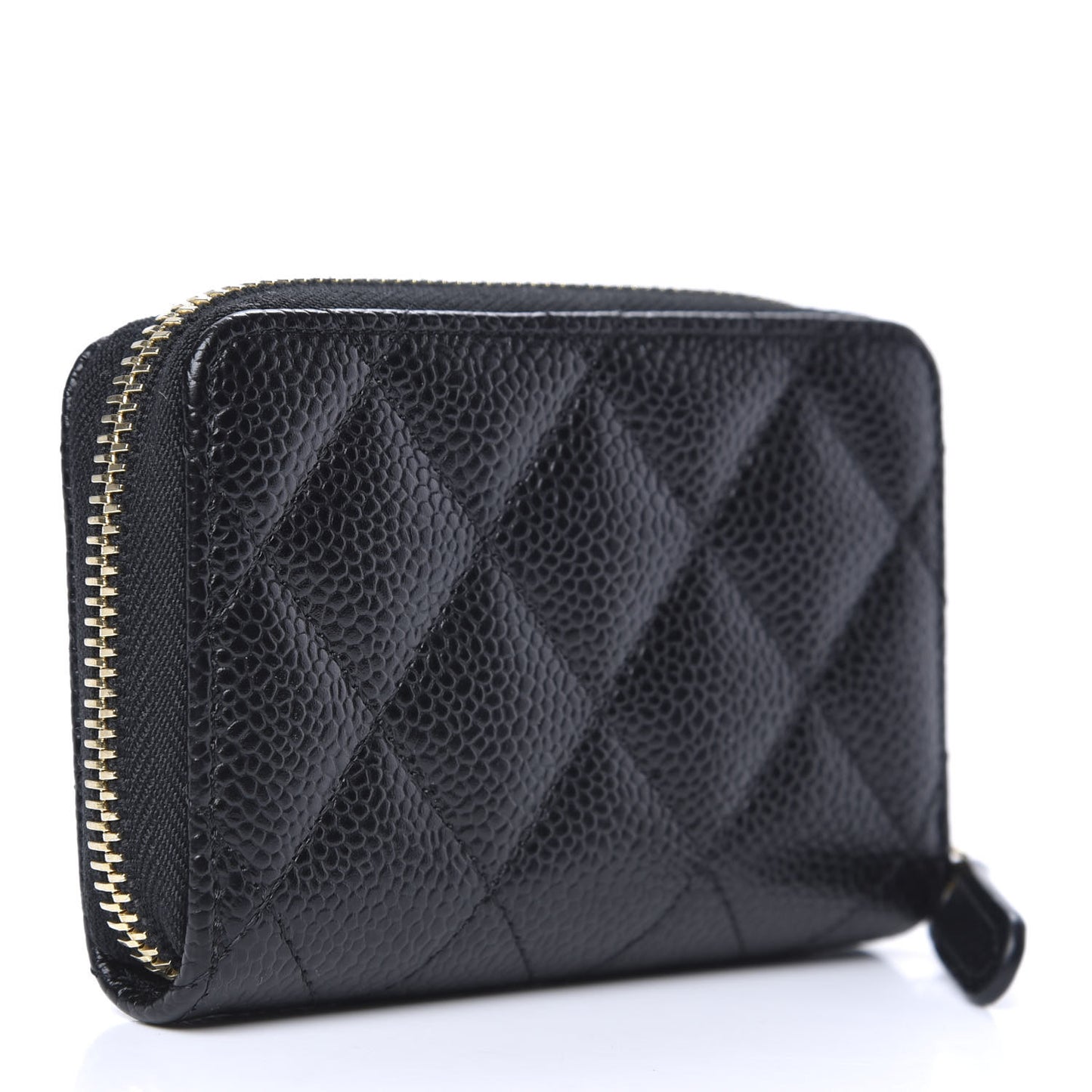 Caviar Quilted Zip Coin Purse Black