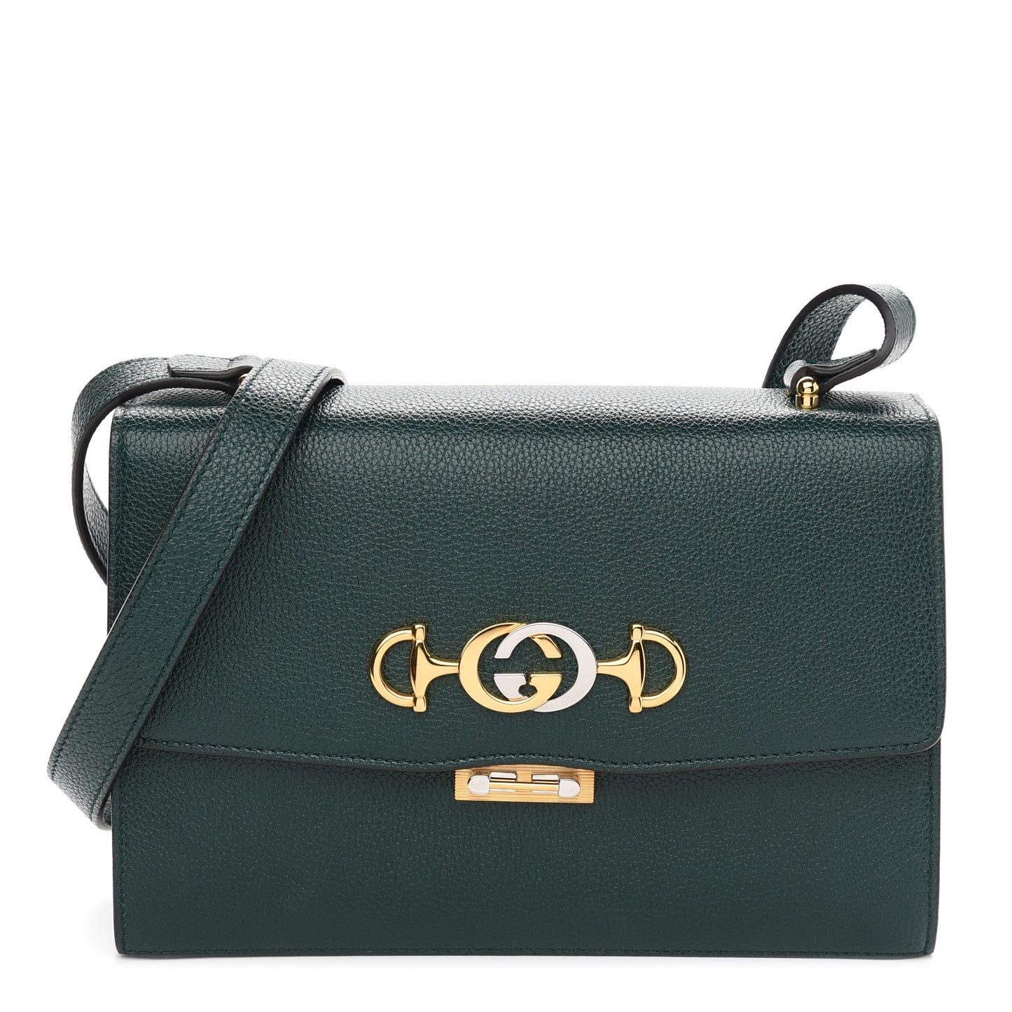 Grainy Calfskin Small Zumi Shoulder Bag Vintage Green