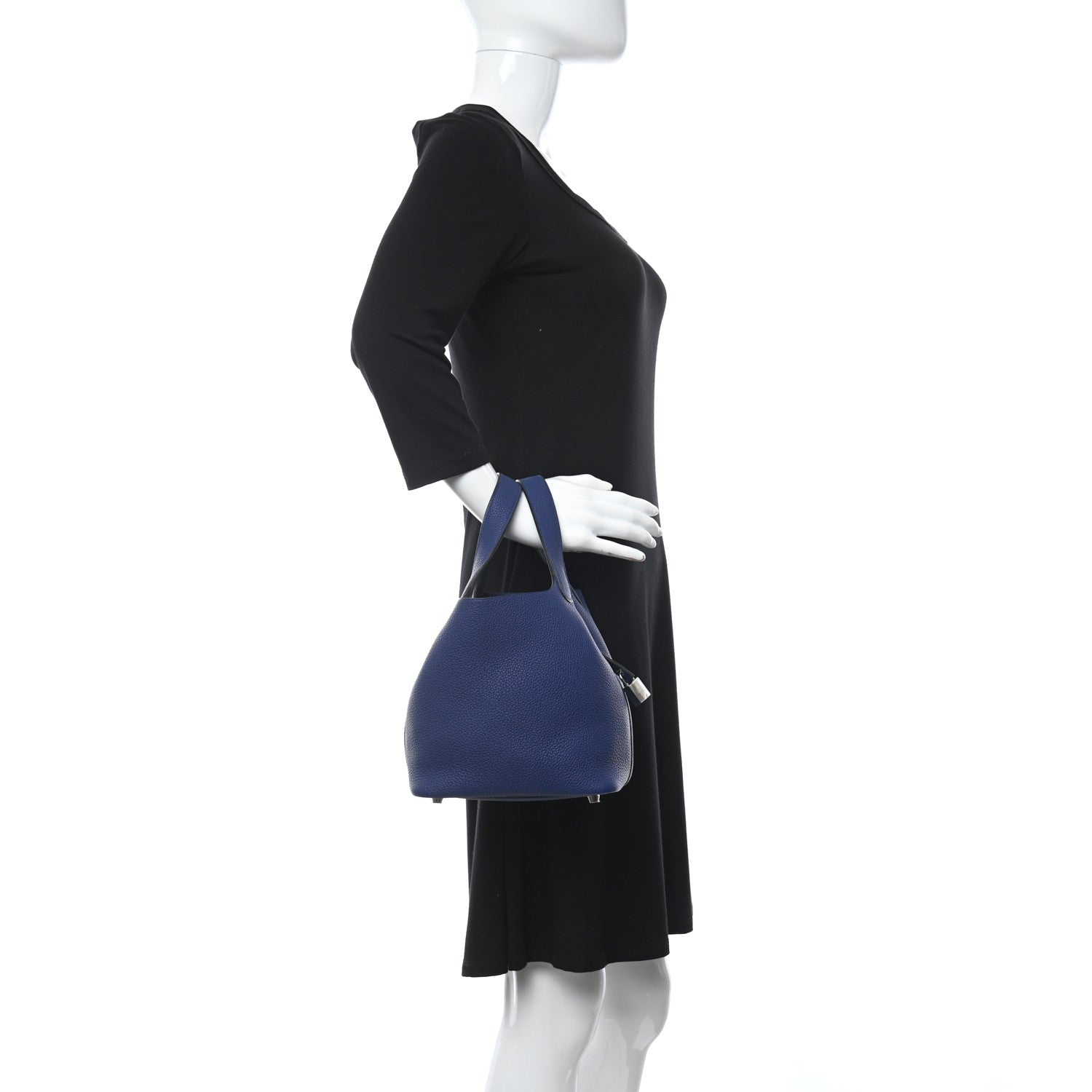 Hermes Taurillon Clemence Picotin Lock 18 PM Bleu Saphir 2 of 10