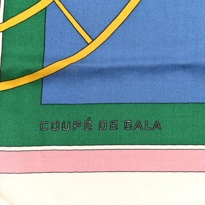 Hermes Cashmere Silk Coupe De Gala Shawl 140 Myosotis Rouge Vert 3 of 6