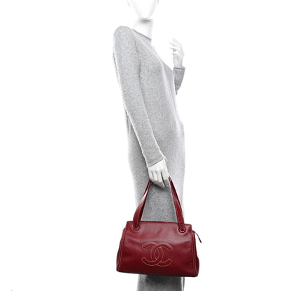 Chanel Caviar CC Stitched Tote Red 2 of 11
