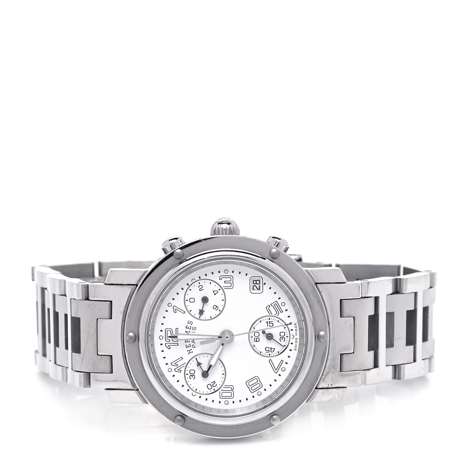 Hermes Stainless Steel 31mm Clipper Chronograph Quartz Watch 2 of 5