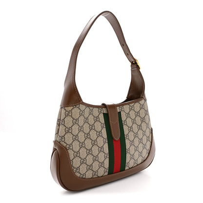 Gucci GG Supreme Monogram Azalea Calfskin Web Small Jackie 1961 Hobo Beige Ebony Brown Sugar 3 of 10