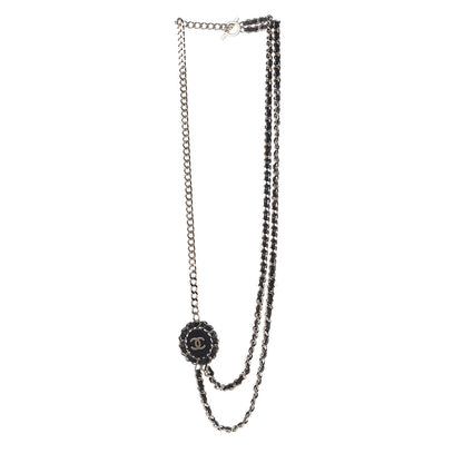 Chanel Lambskin CC Long Chain Necklace Black Gold 3 of 10