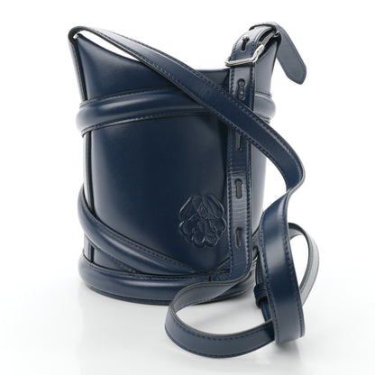 Alexander McQueen Calfskin Curve Bucket Bag Navy 3 of 10