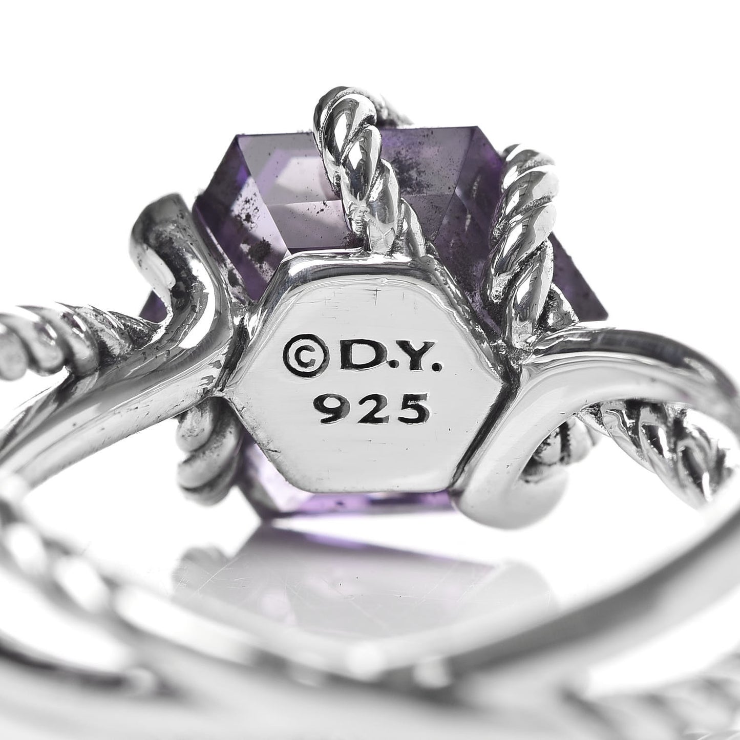 Sterling Silver Diamond Amethyst 10mm Cable Wrap Ring 55 7.25