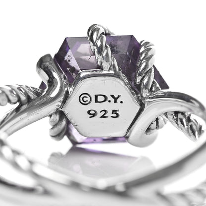 David Yurman Sterling Silver Diamond Amethyst 10mm Cable Wrap Ring 55 7.25 4 of 4
