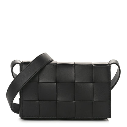 Bottega Veneta Lambskin Maxi Intreccio Small Cassette Crossbody Bag Black 1 of 8