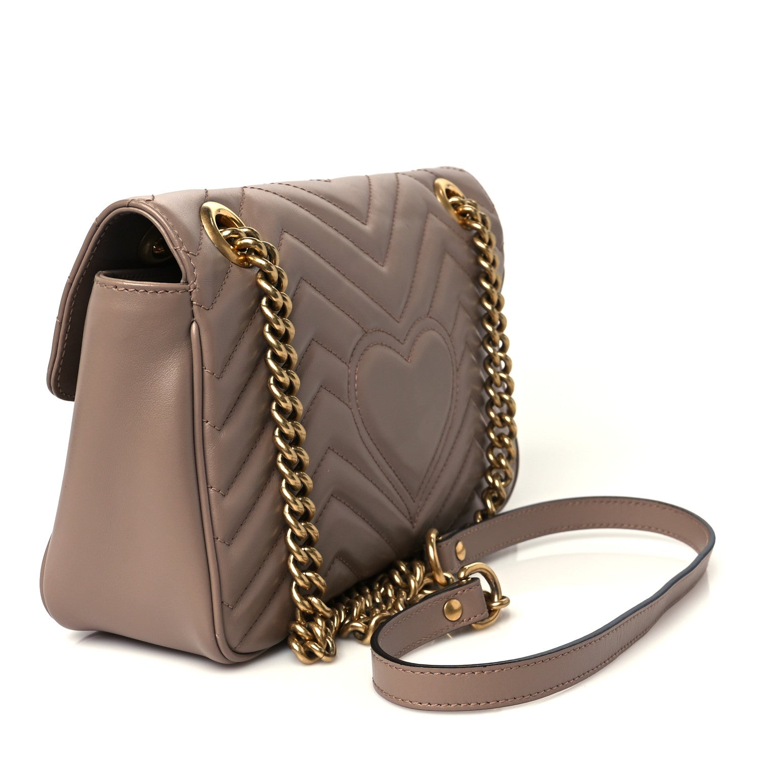Gucci Calfskin Matelasse Small GG Marmont Shoulder Bag Porcelain