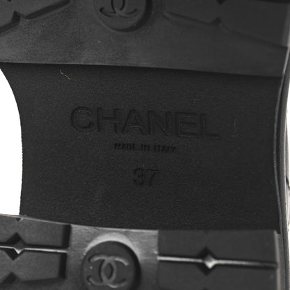 Chanel Calfskin Patent Cap Toe Quilted Short Boots 37 Black 8 of 8