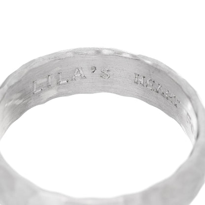 Tiffany 18K White Gold 6mm Mens Hammered Ring 62 10 5 of 6