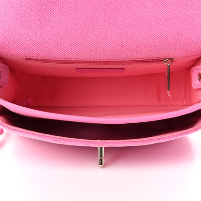 Chanel Denim Quilted Small Messenger Flap Neon Pink 8 of 18