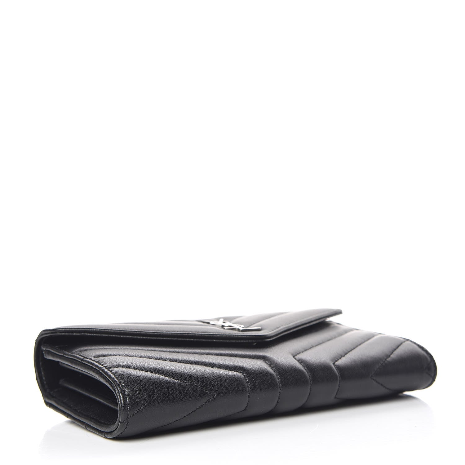 Saint Laurent Lambskin Y Quilted Monogram Large Loulou Flap Wallet Black 4 of 9