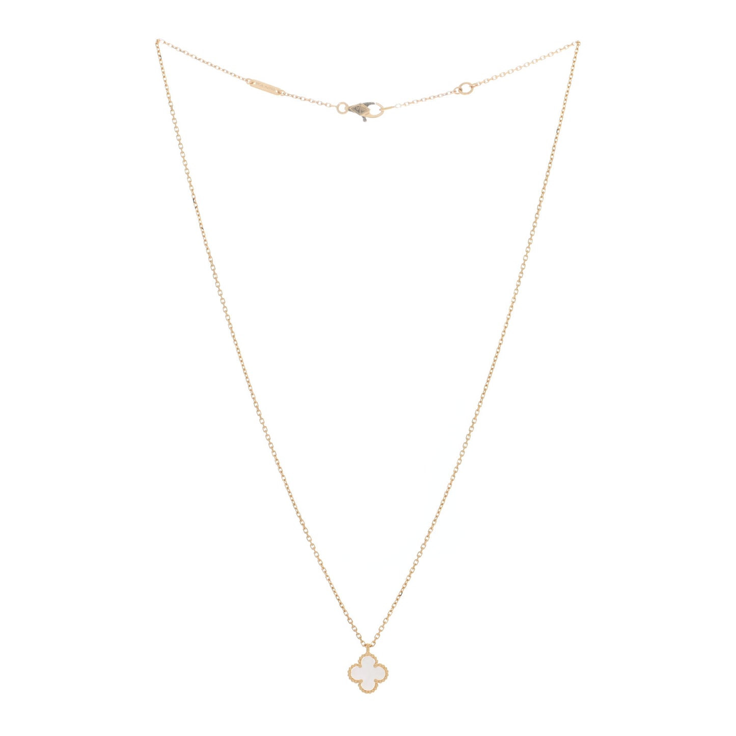18K Yellow Gold Mother of Pearl Sweet Alhambra Pendant Necklace