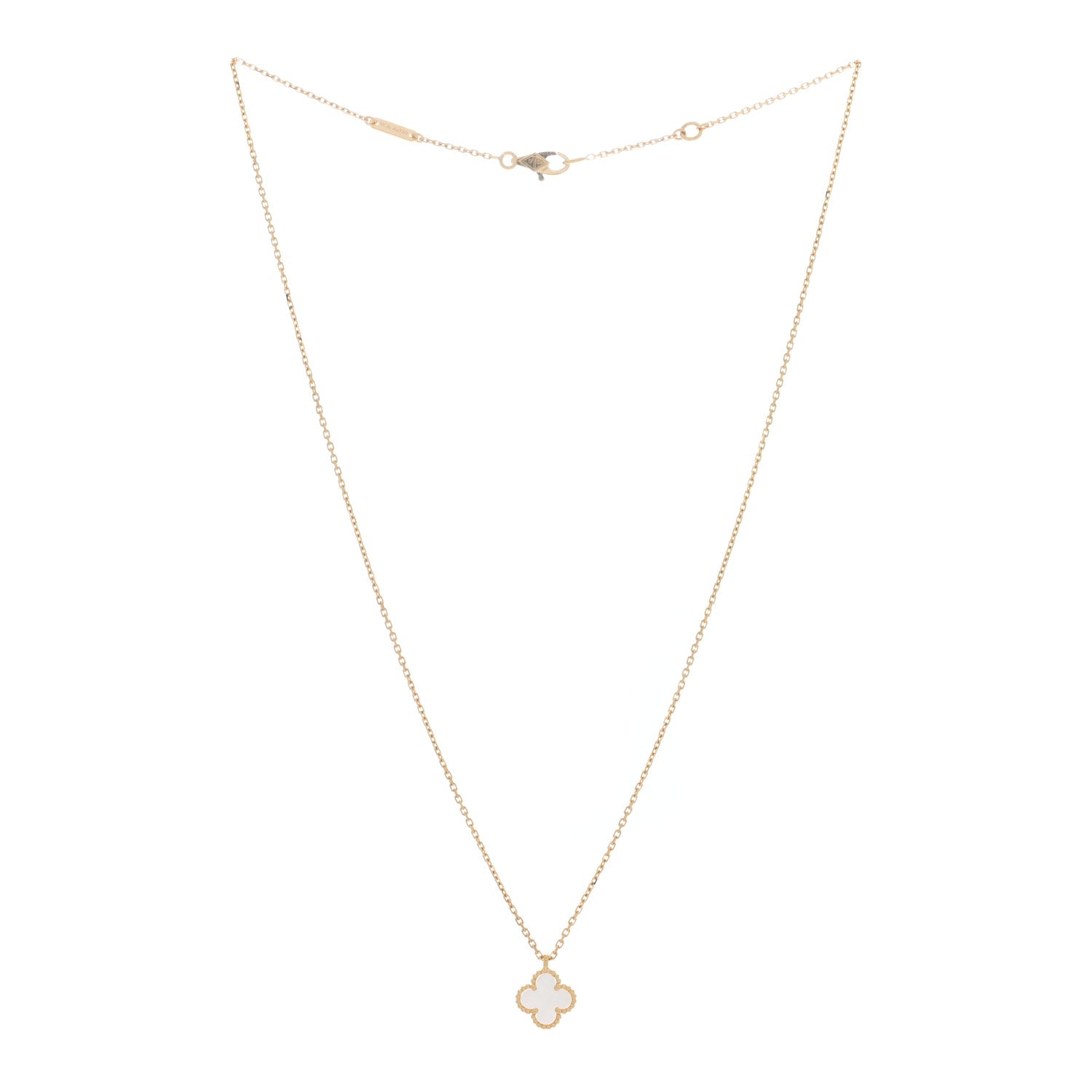 Van Cleef & Arpels 18K Yellow Gold Mother of Pearl Sweet Alhambra Pendant Necklace 3 of 4