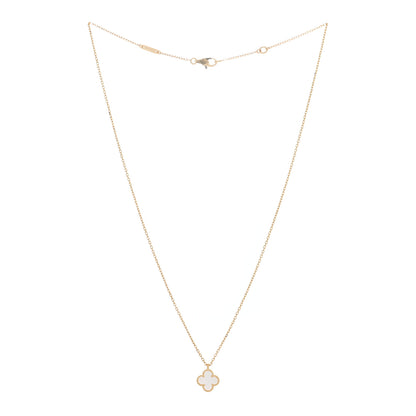 Van Cleef & Arpels 18K Yellow Gold Mother of Pearl Sweet Alhambra Pendant Necklace 3 of 4