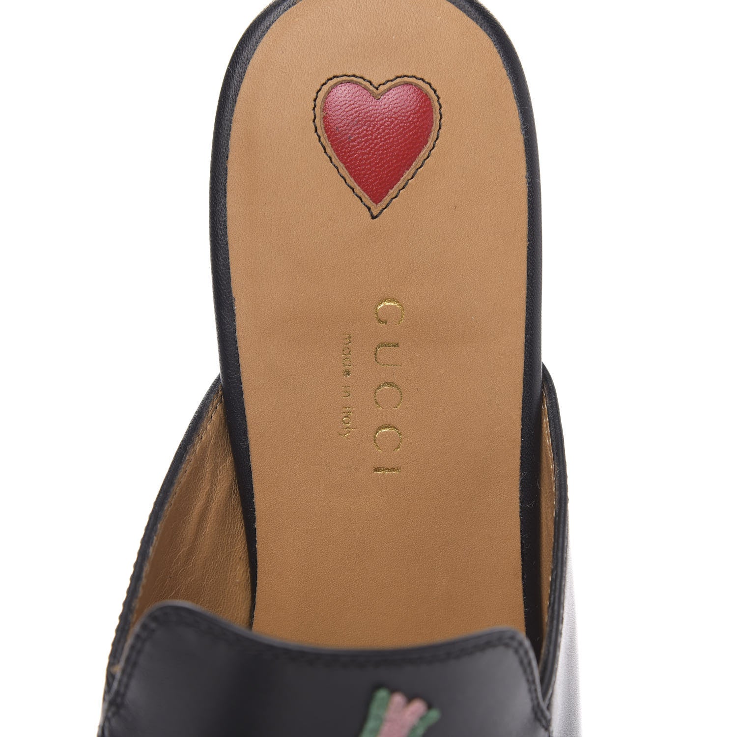 Gucci Calfskin Flower Embroidered Princetown Slippers 37 Black 7 of 11