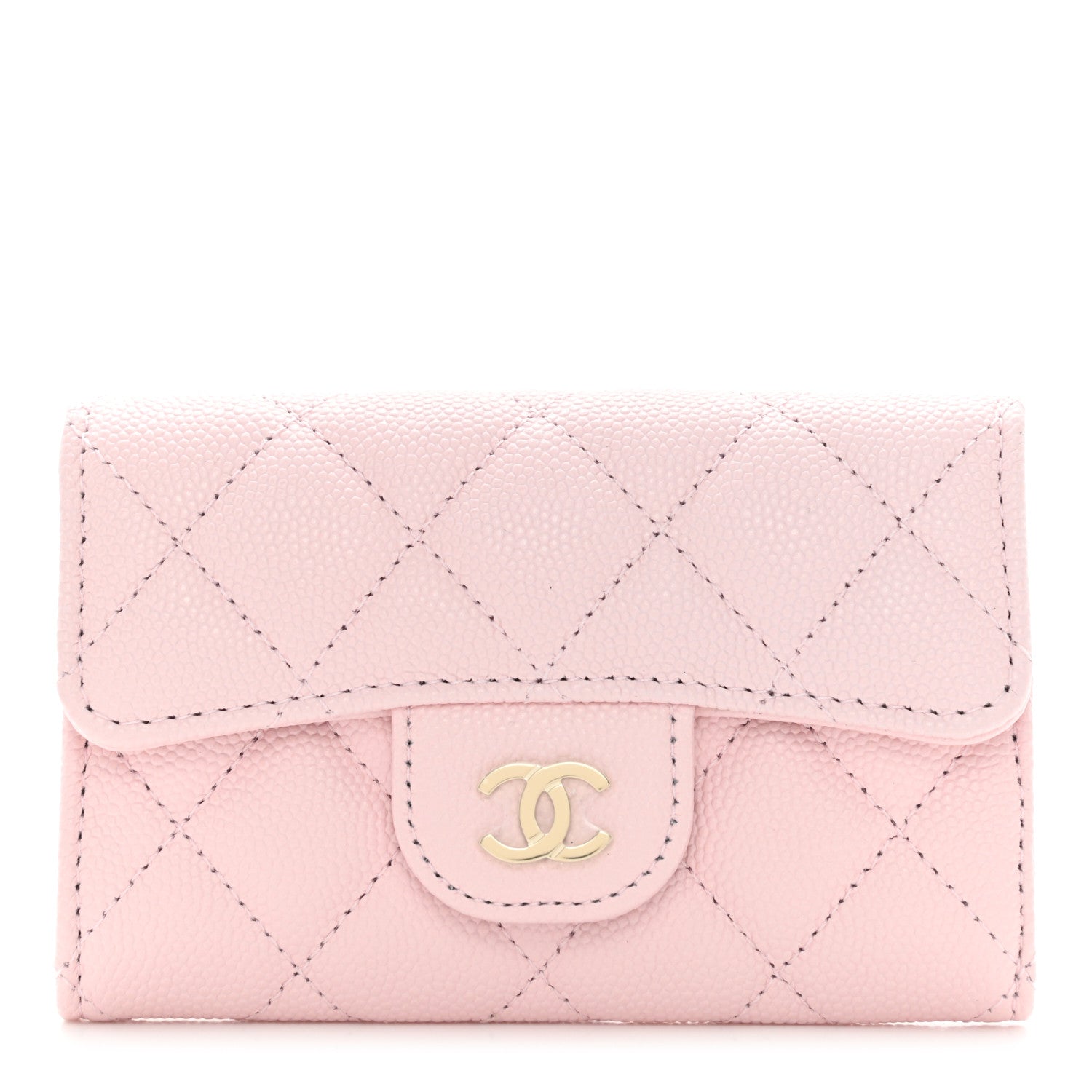 Chanel Caviar Quilted Flap Card Holder Wallet Light Pink 1 of 9