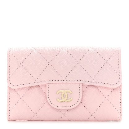 Chanel Caviar Quilted Flap Card Holder Wallet Light Pink 1 of 9