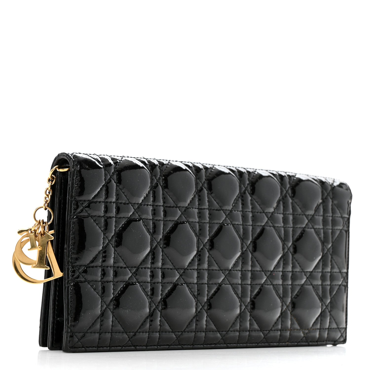 Christian Dior Patent Cannage Lady Dior Convertible Clutch Black 3 of 10