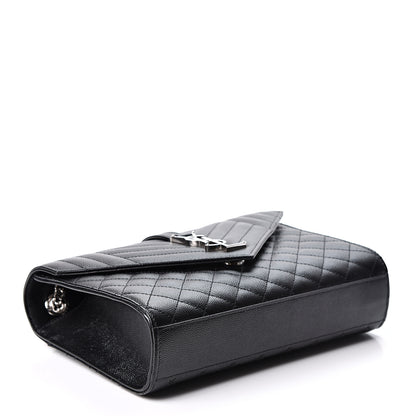 Saint Laurent Grain De Poudre Textured Mixed Matelasse Triquilt Medium Monogram Satchel Black 3 of 9