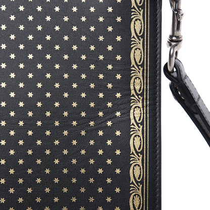 Gucci X SEGA Calfskin GUCCY Stars Zip Wristlet Pouch Black Gold 7 of 7