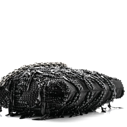 Jimmy Choo Satin Bead Embellished Callie Fringe Tassel Chain Evening Bag Black 8 of 10