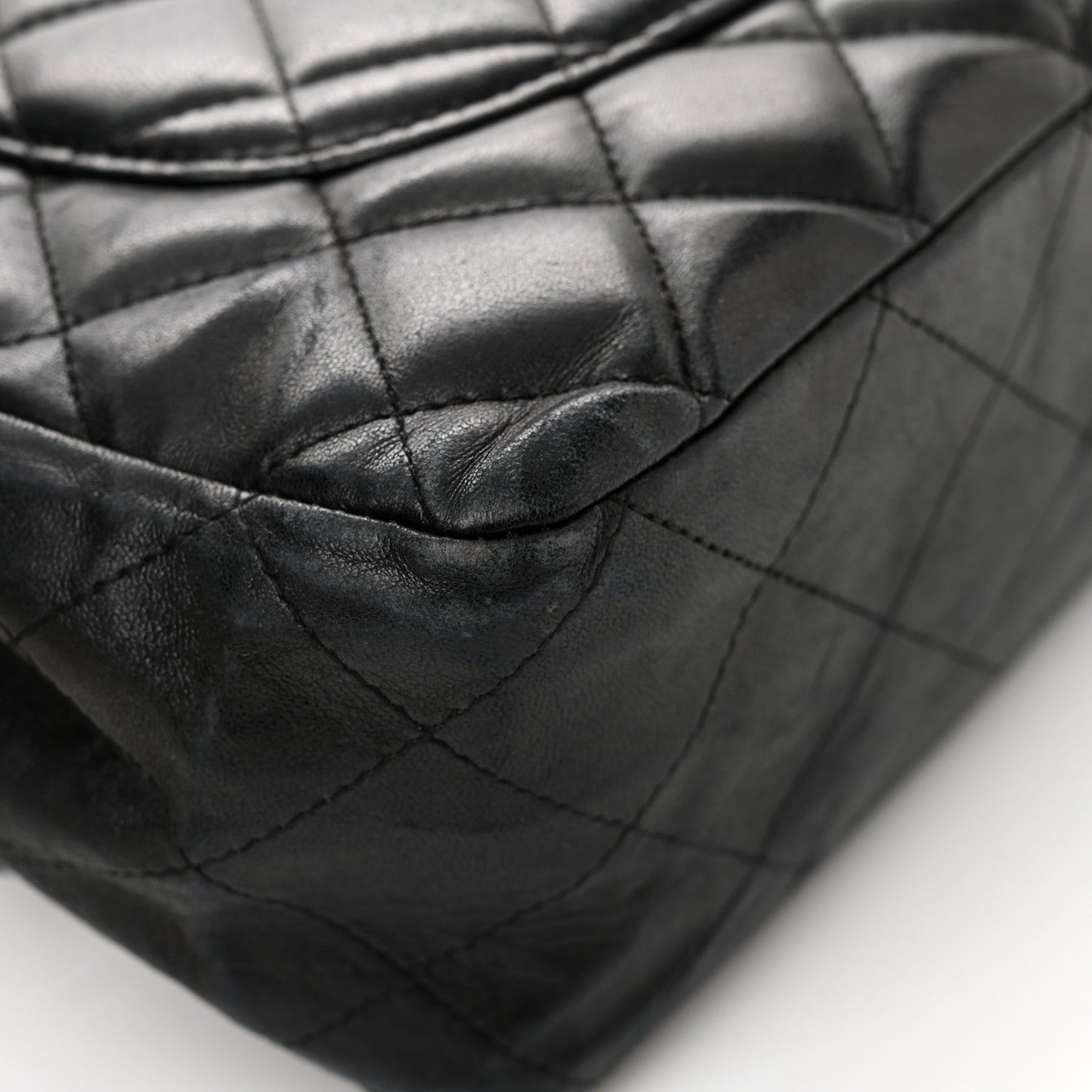 Lambskin Quilted Jumbo Single Flap Black
