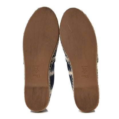 Christian Dior Cotton D-Stripes Embroidered Granville 15mm Espadrilles 37 Deep Blue 5 of 12