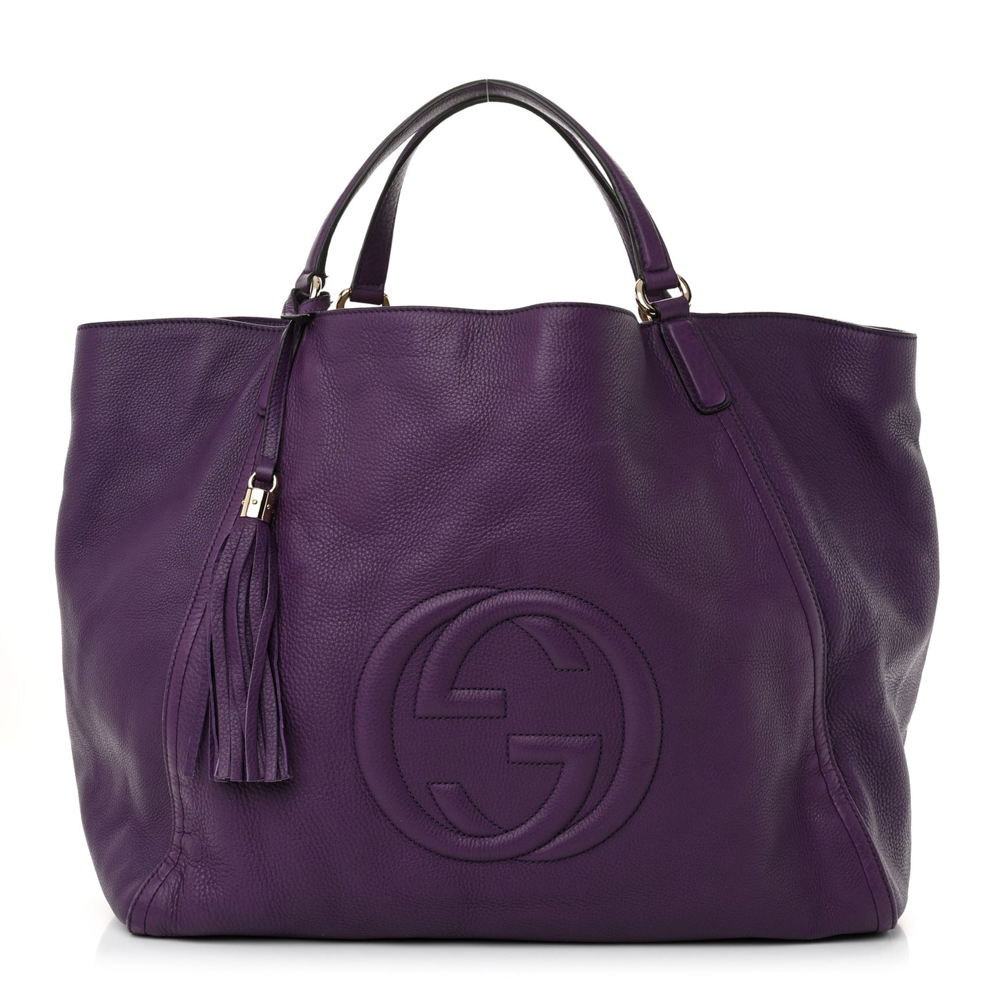 Pebbled Calfskin Large Soho Shoulder Bag Shine Purple