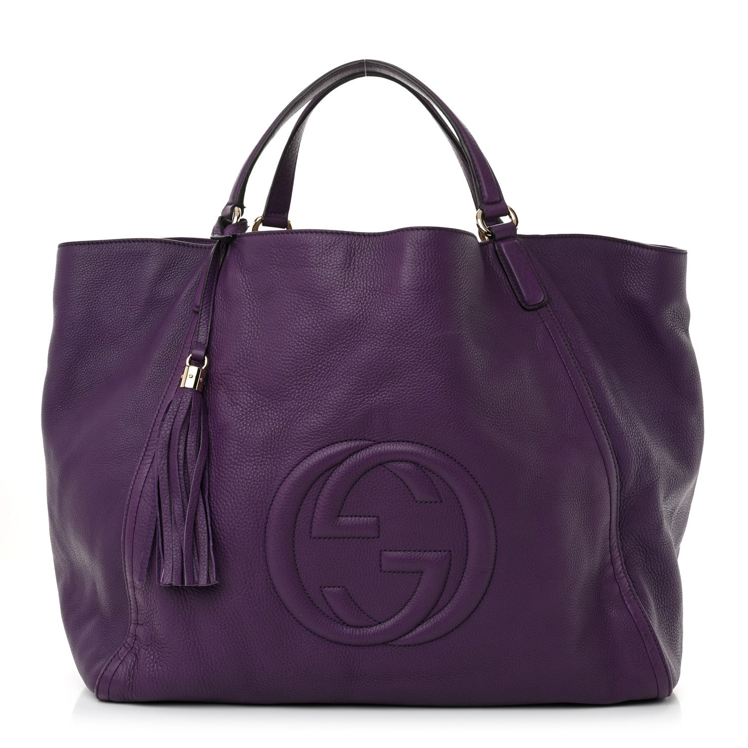 Gucci Pebbled Calfskin Large Soho Shoulder Bag Shine Purple 1 of 12