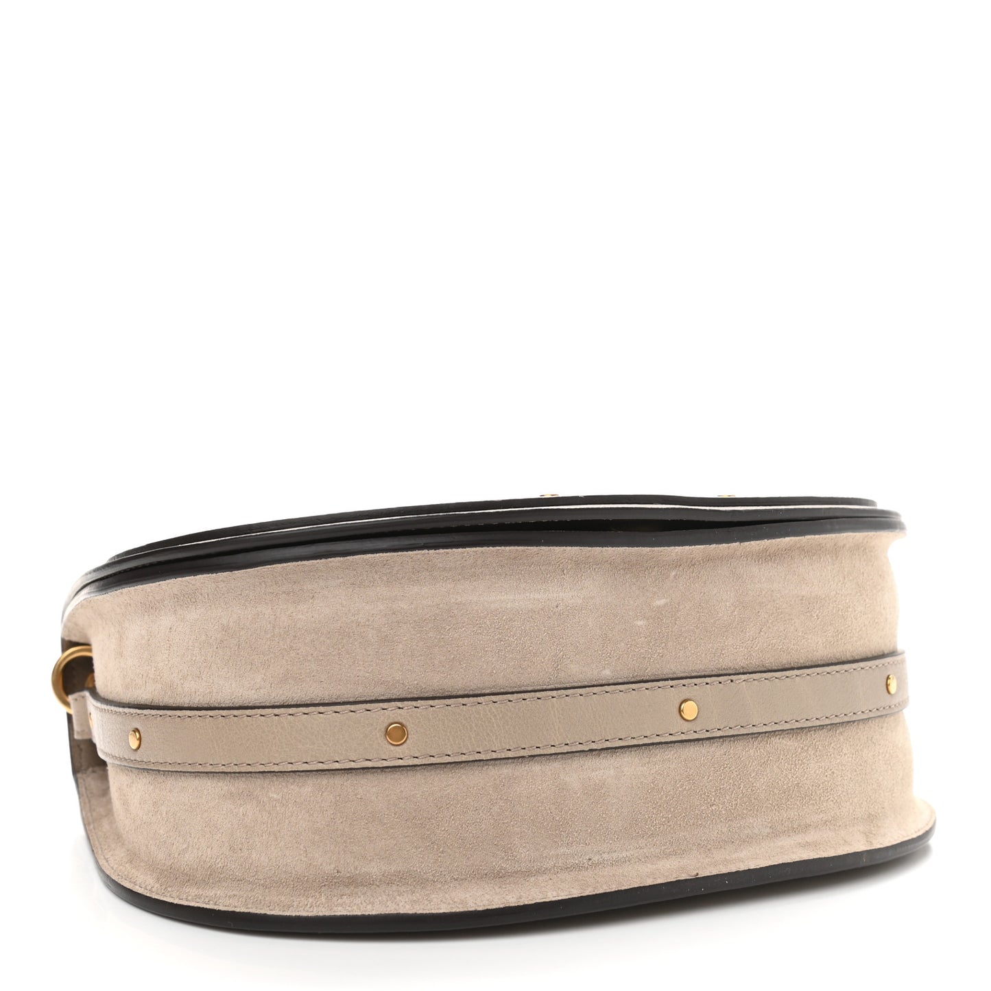 Calfskin Suede Medium Nile Bracelet Bag Motty Grey