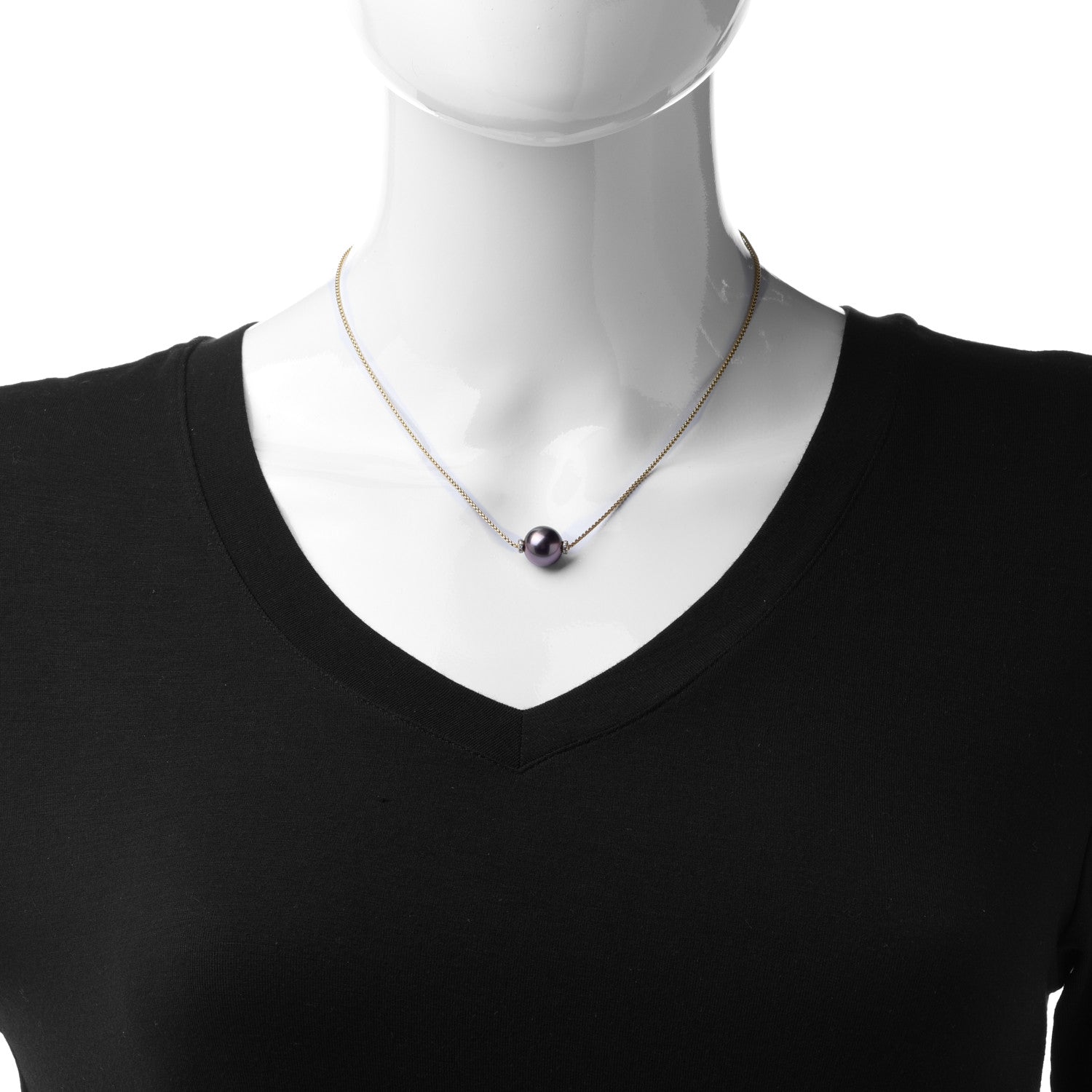 David Yurman 18K Yellow Gold Diamond Tahitian Pearl 11mm Solari Pendant Necklace 2 of 5