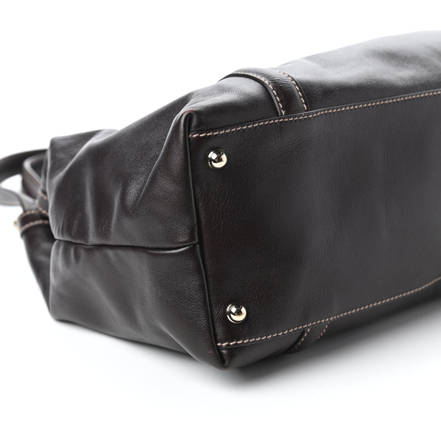 Calfskin Medium Britt Tote Dark Brown