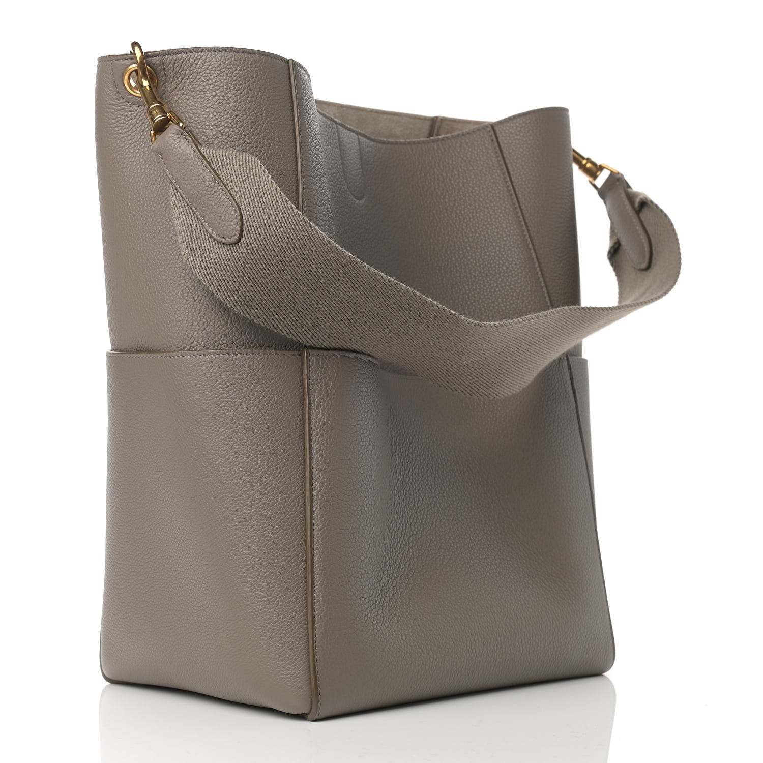 Celine Soft Grained Calfskin Sangle Bucket Bag Taupe 3 of 11
